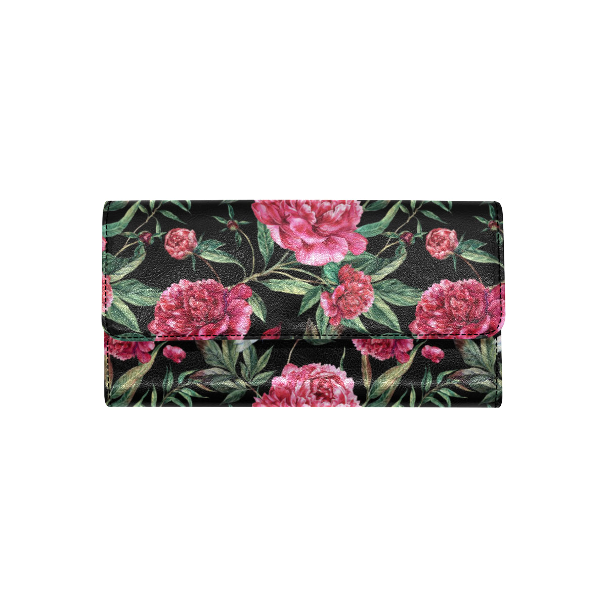 Peony Pattern Print Design PE04 Women's Trifold Wallet