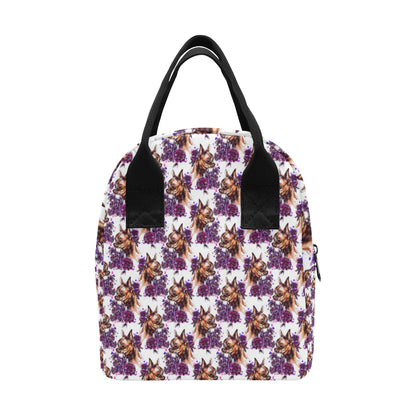 Chihuahua Purple Floral Insulated Lunch Bag