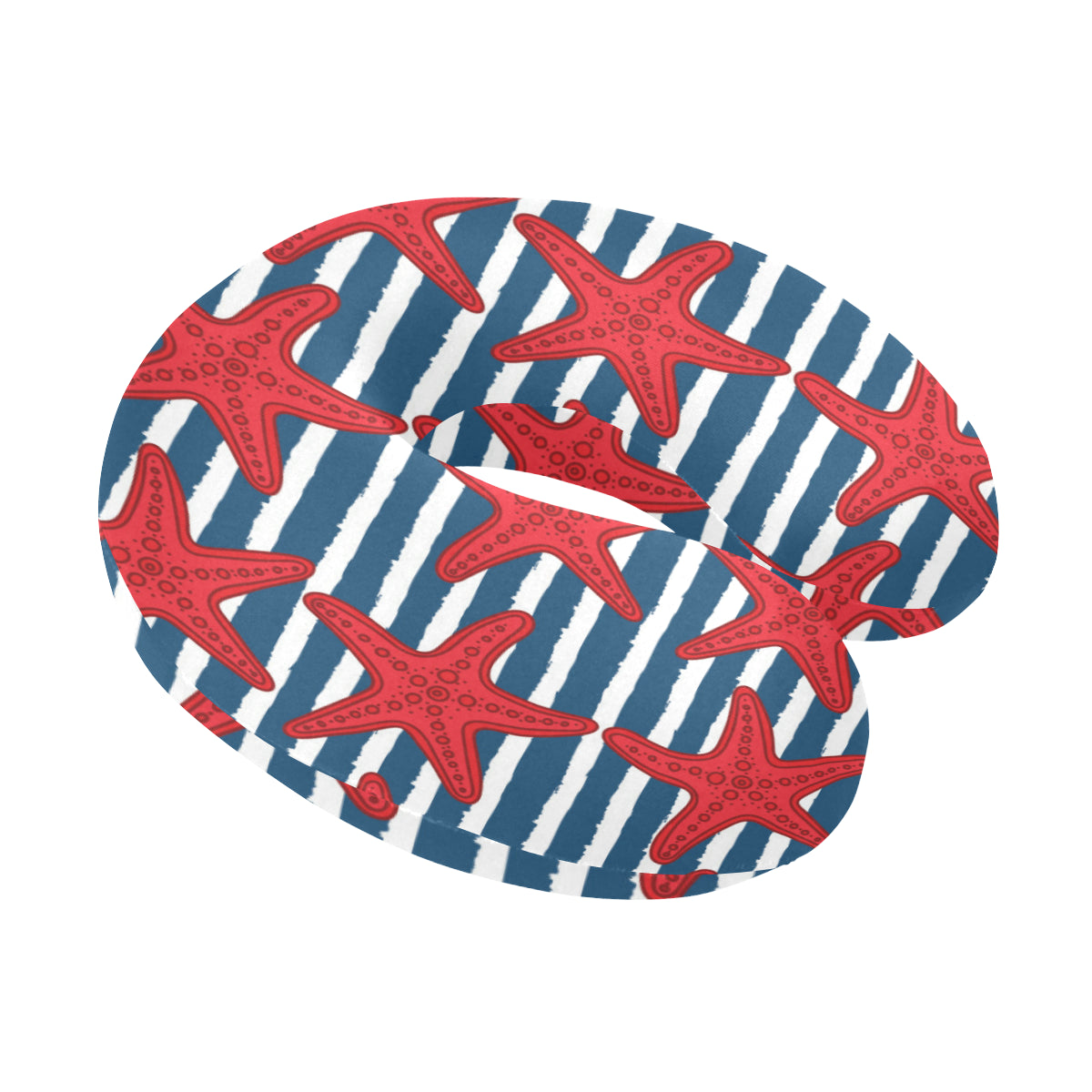 Starfish Red Pattern Print Design 02 U-Shaped Travel Neck Pillow