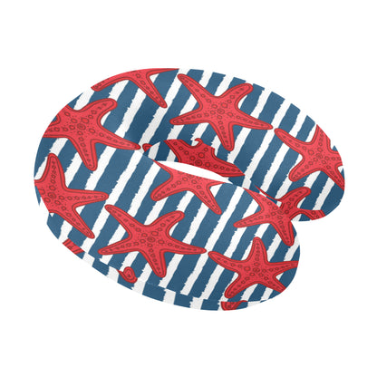 Starfish Red Pattern Print Design 02 U-Shaped Travel Neck Pillow