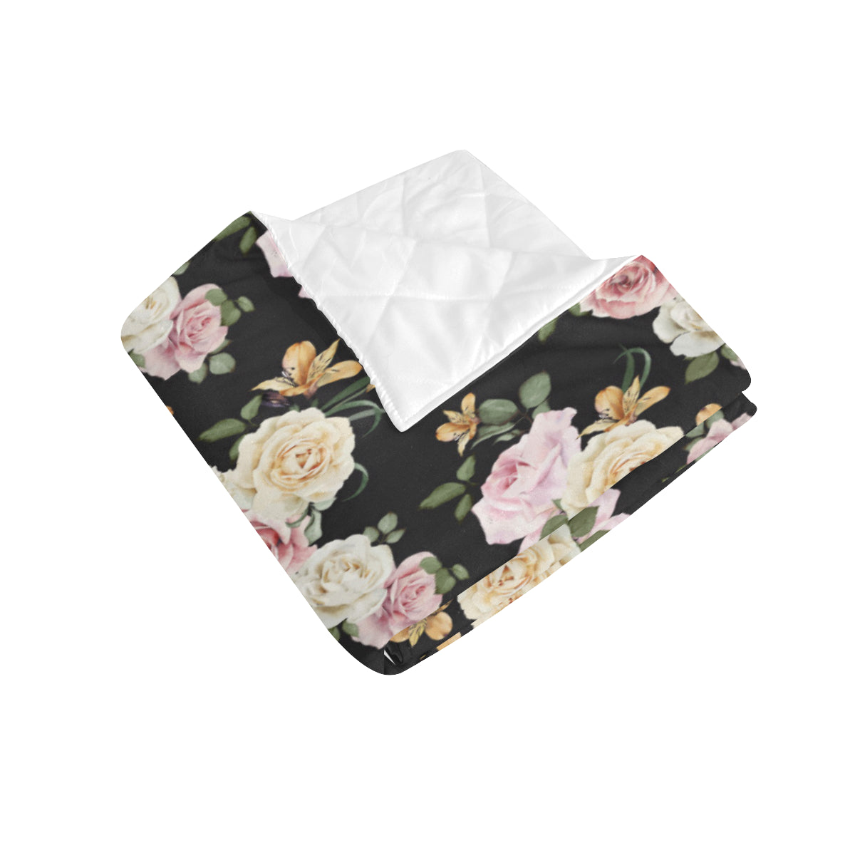 Rose Pattern Print Design A01 Premium Quilt