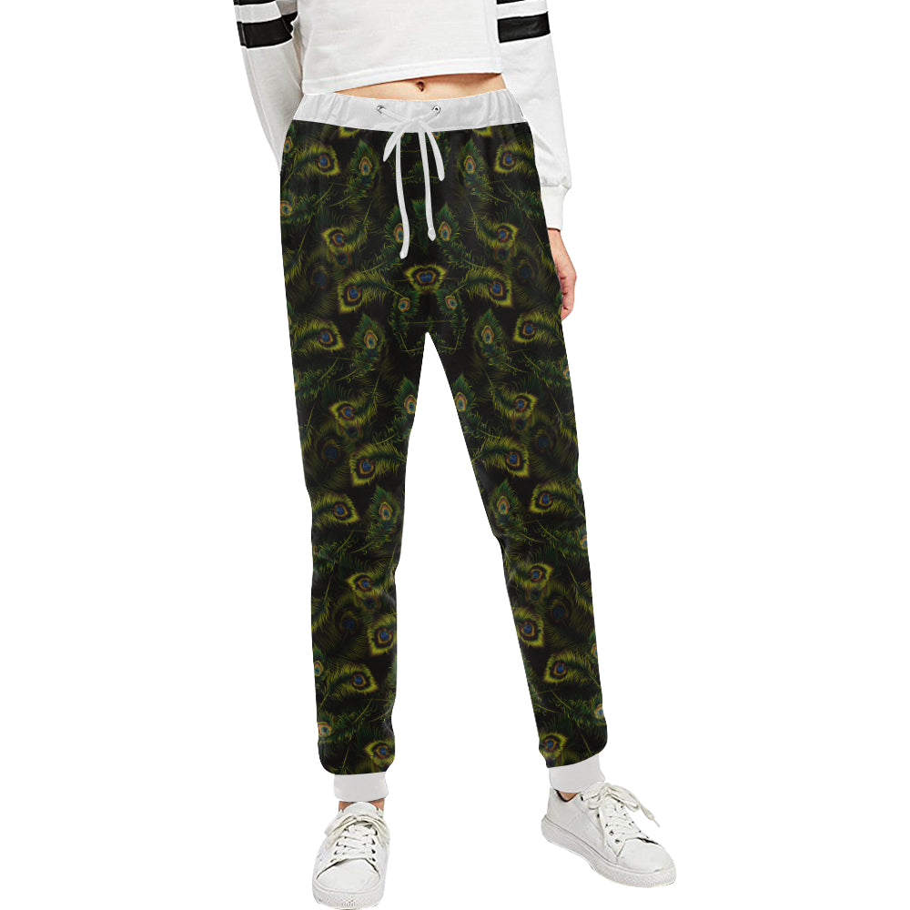 Peacock Feather Pattern Design Print Unisex Sweatpants