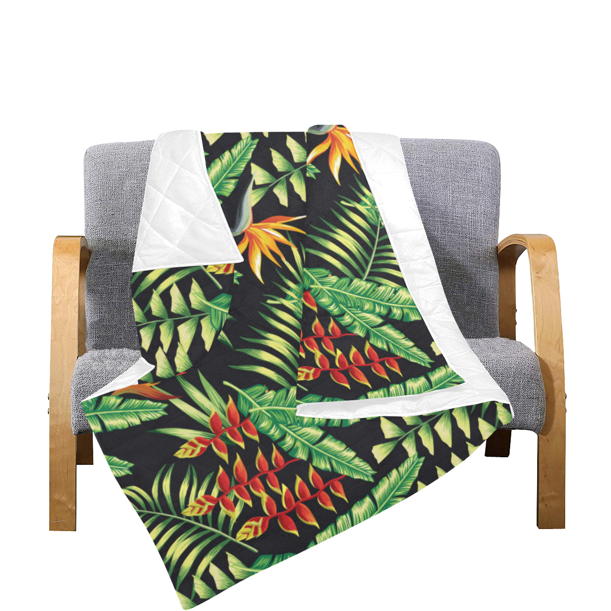 Hawaiian Flower Tropical Palm Leaves Premium Quilt