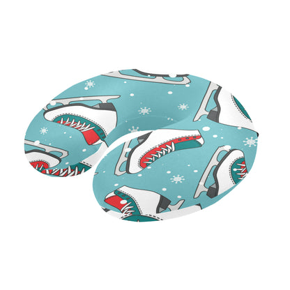 Ice Skate Pattern Print Design 03 U-Shaped Travel Neck Pillow