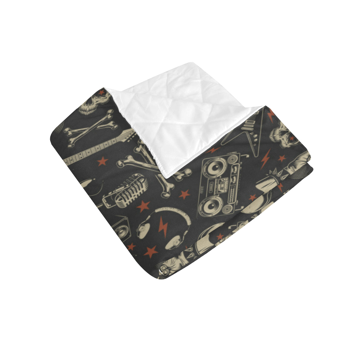 Rock and Roll Skull Pattern Print Design A03 Premium Quilt