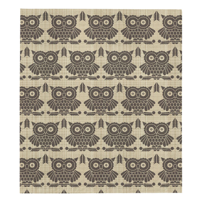 Owl Pattern Print Design A01 Premium Quilt