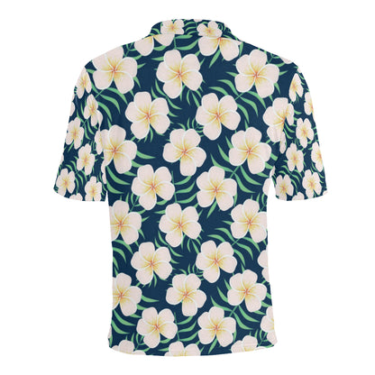 Pink Plumeria Pattern Print Design PM016 Men Polo Shirt
