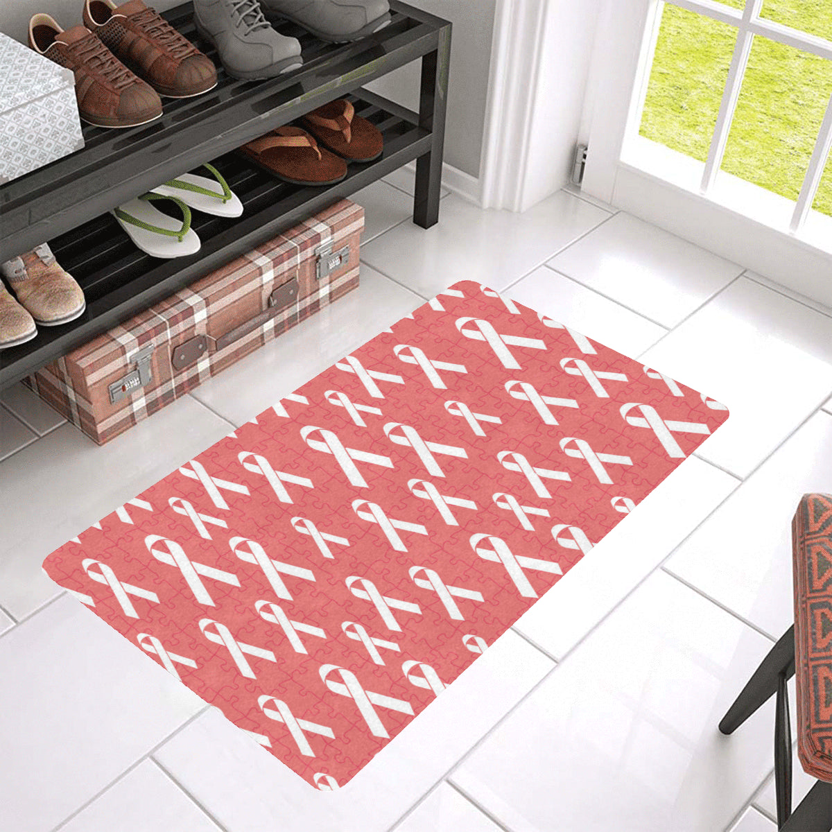Autism Awareness Ribbon Design Print Rubber Doormat