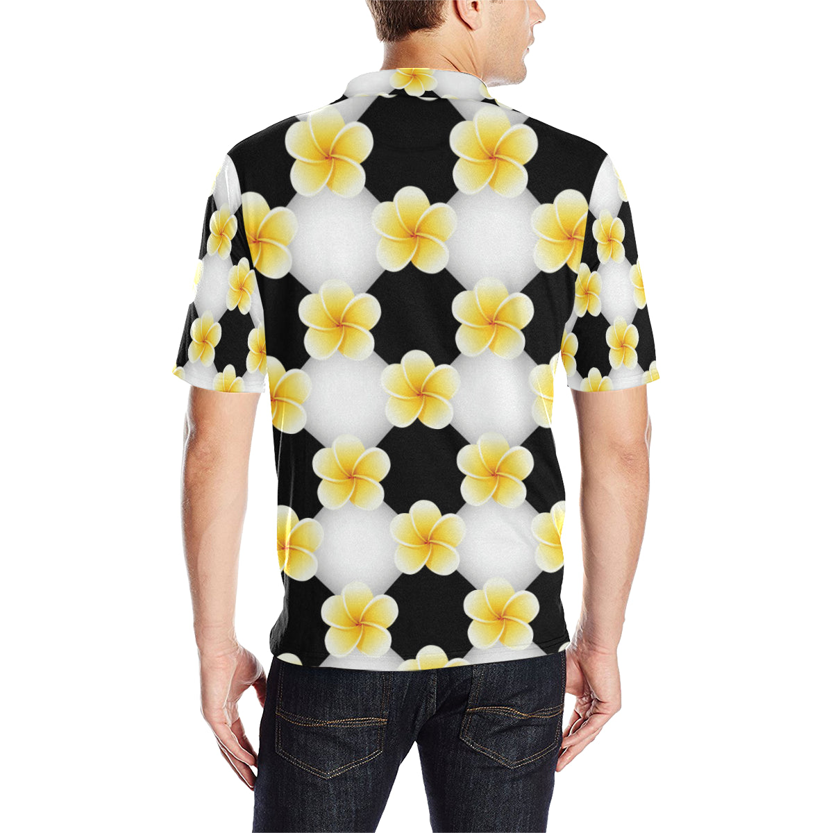 Plumeria Pattern Print Design A04 Men Polo Shirt