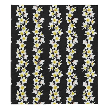 White Plumeria Pattern Print Design PM08 Premium Quilt