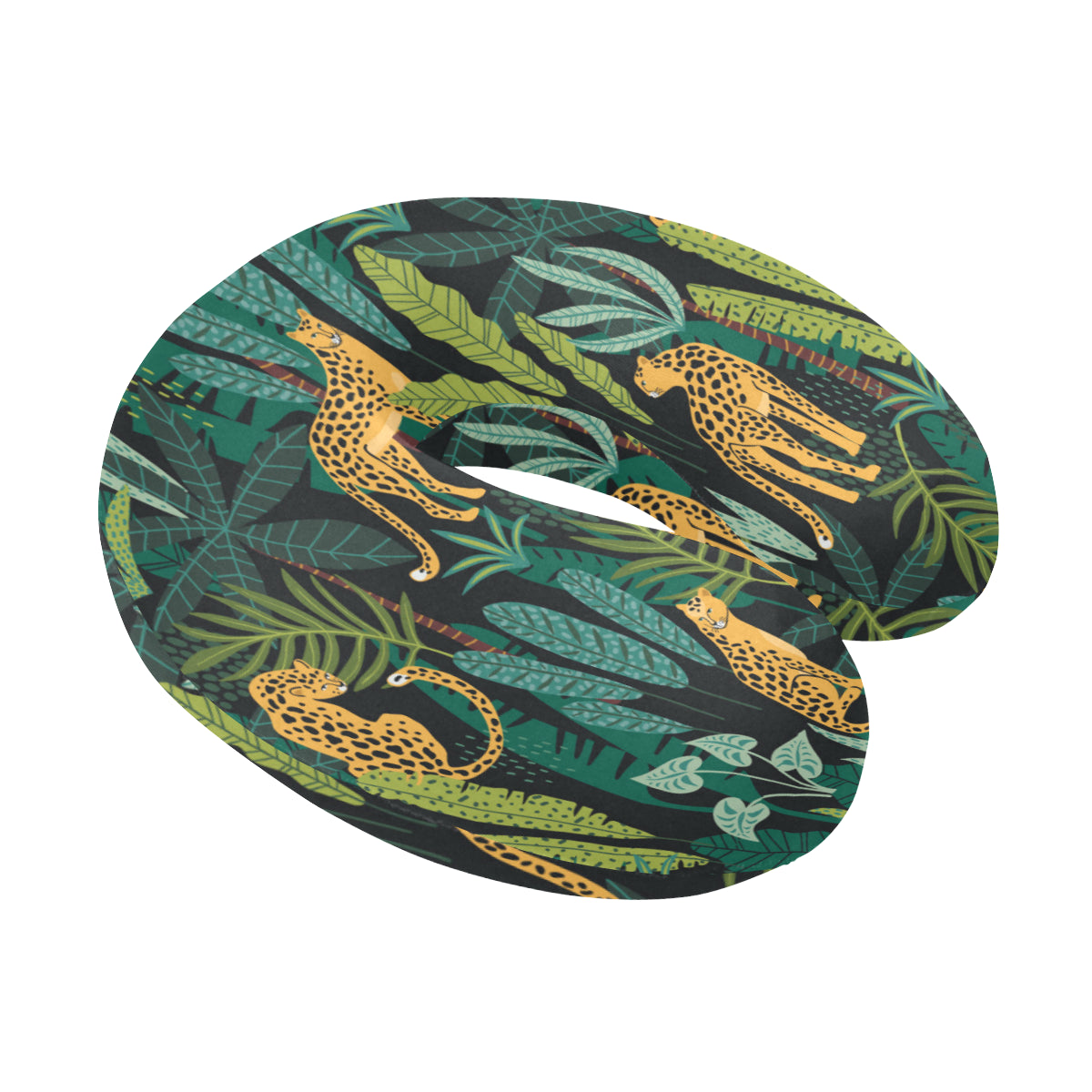 Jaguar Jungle Pattern Print Design 03 U-Shaped Travel Neck Pillow