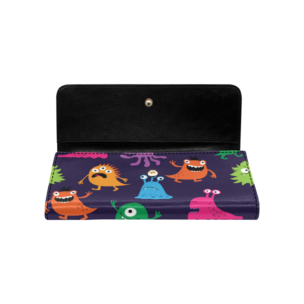 Monster Cartoon Pattern Print Design 02 Women's Trifold Wallet