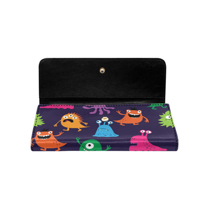 Monster Cartoon Pattern Print Design 02 Women's Trifold Wallet