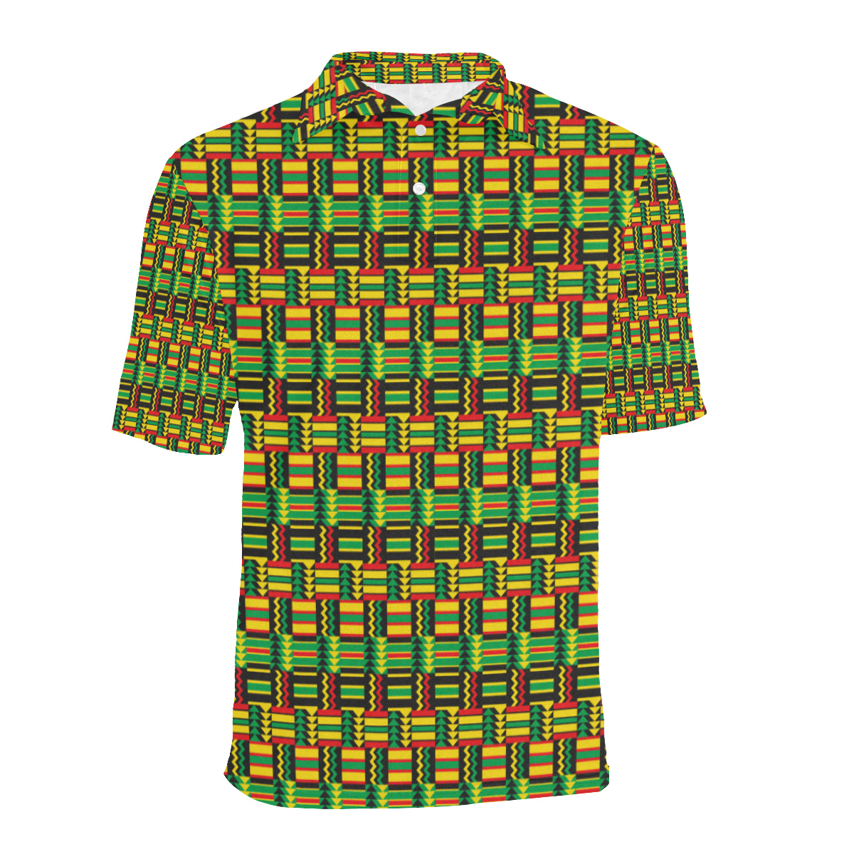 African Zip Zag Print Pattern Men Polo Shirt