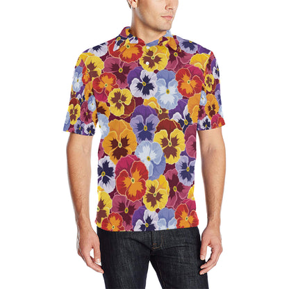 Pansy Pattern Print Design PS01 Men Polo Shirt