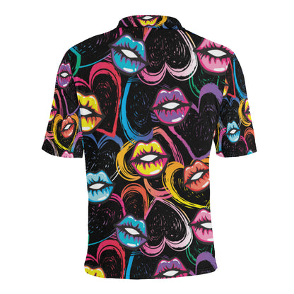 Pop Art Lip Pattern Print Design A03 Men Polo Shirt