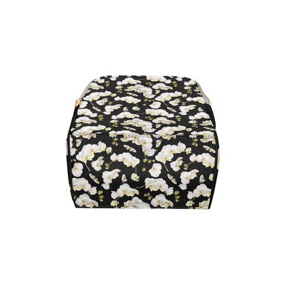 Orchid White Pattern Print Design OR011 Diaper Bag Backpack