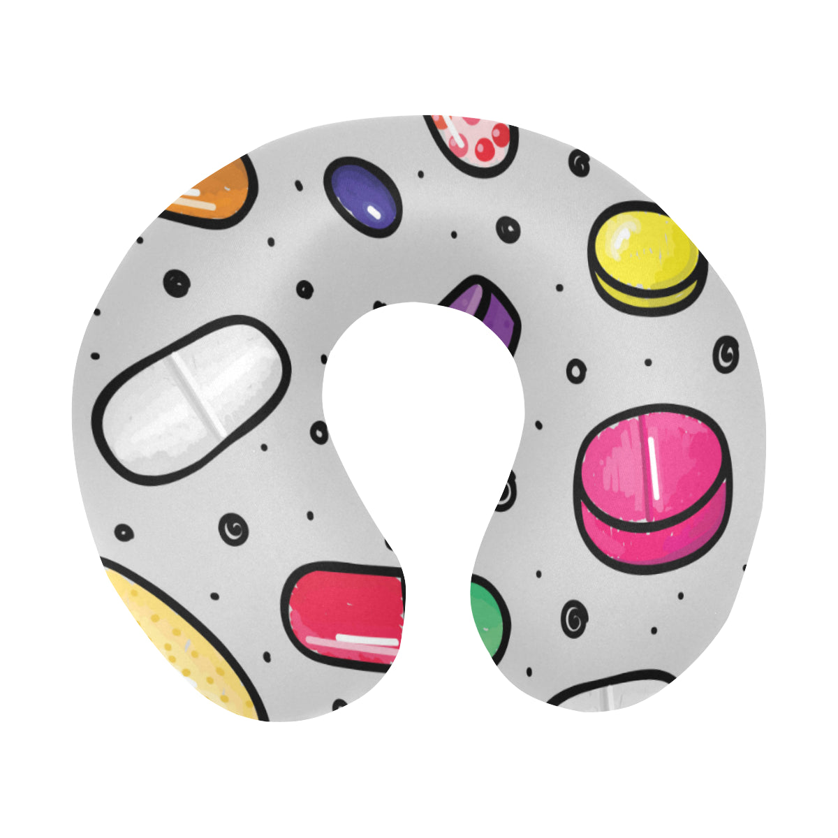 Pill Pattern Print Design A04 U-Shaped Travel Neck Pillow