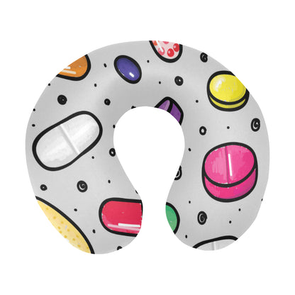 Pill Pattern Print Design A04 U-Shaped Travel Neck Pillow