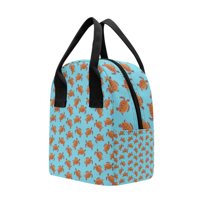 Brow Sea Turtle Print Pattern Insulated Lunch Bag