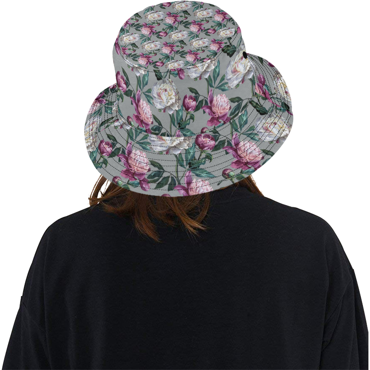 Peony Pattern Print Design PE01 Unisex Bucket Hat