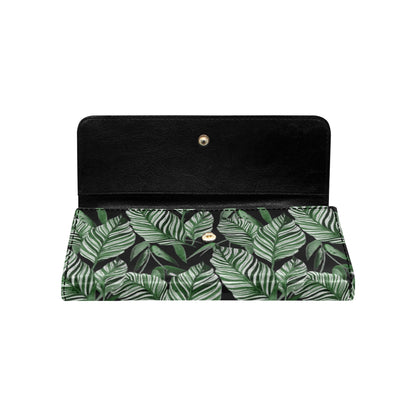 Palm Leaves Pattern Print Design PL09 Women's Trifold Wallet