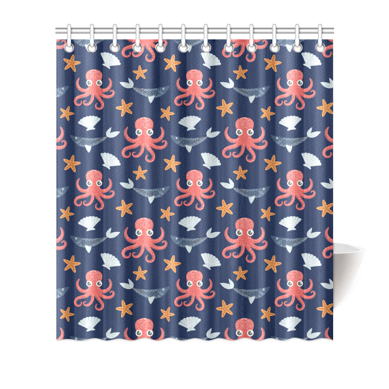 Octopus Pattern Print Design A04 Shower Curtain