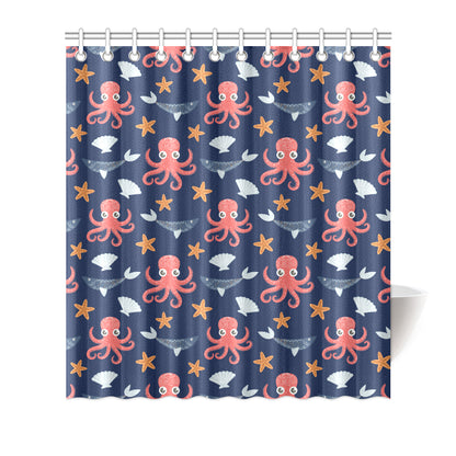 Octopus Pattern Print Design A04 Shower Curtain