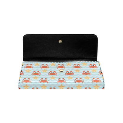 Crab Pattern Print Design 03 Women's Trifold Wallet