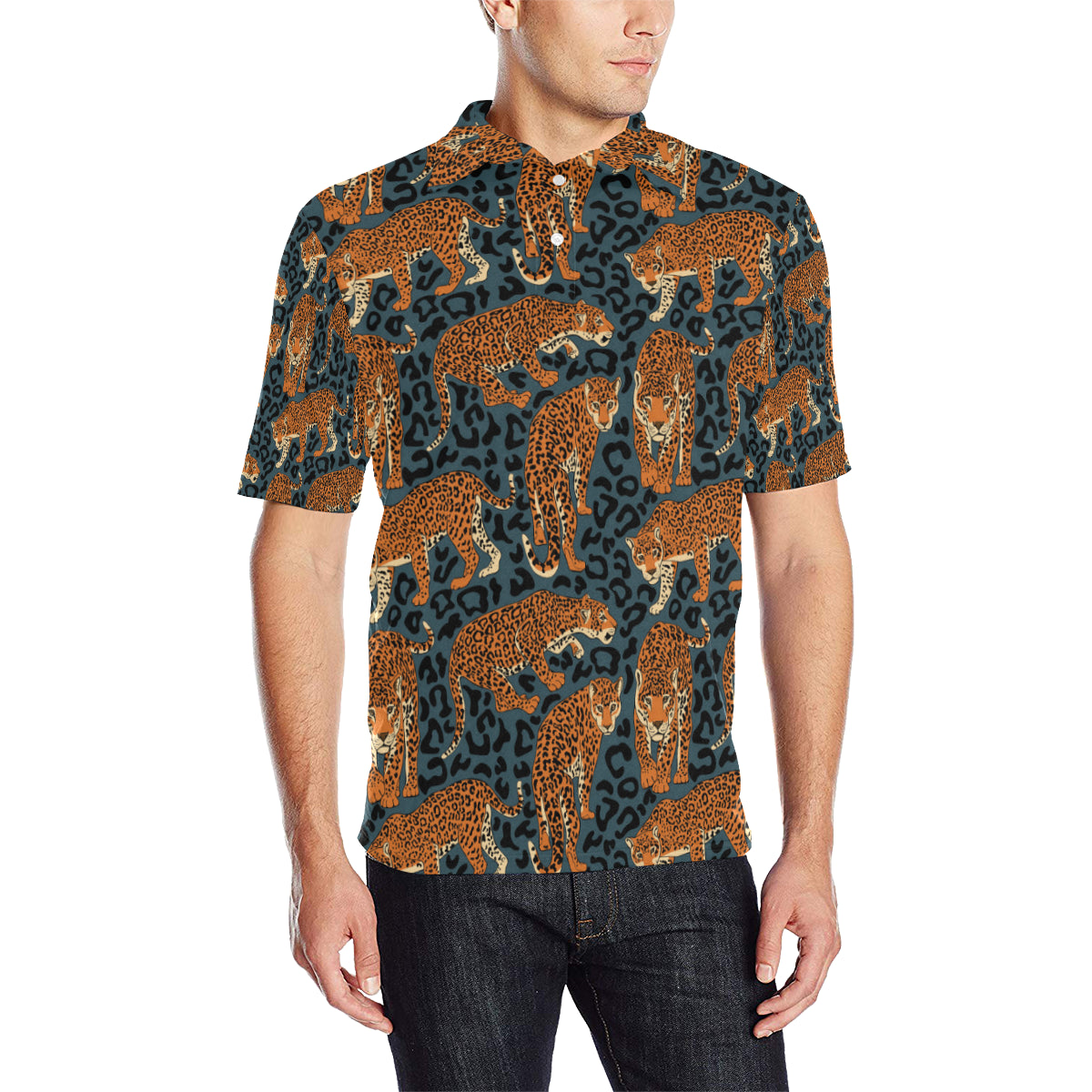 Jaguar Pattern Print Design 04 Men Polo Shirt