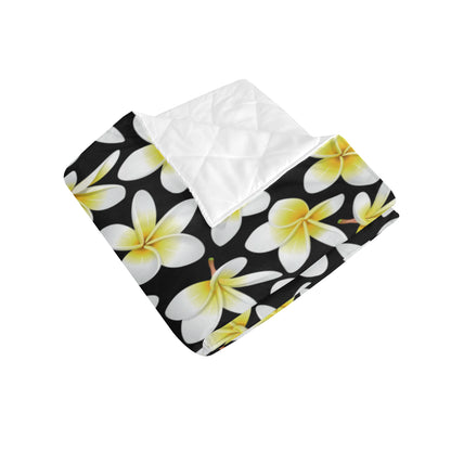 Yellow Plumeria Hawaiian Flowers Premium Quilt