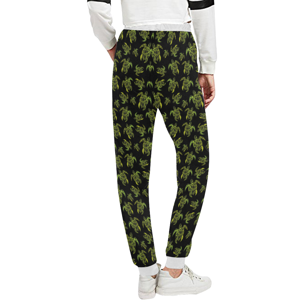 Green Tribal Turtle Polynesian Themed Unisex Sweatpants