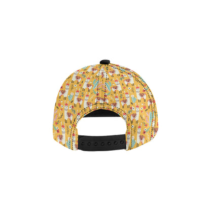 Llama Cute Themed Print Snapback Cap