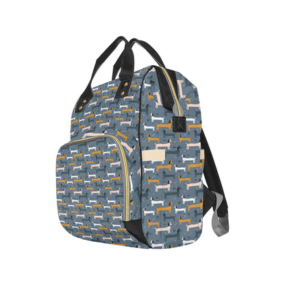 Dachshund Pattern Print Design 012 Diaper Bag Backpack