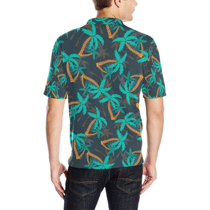 Palm Tree Pattern Print Design PT01 Men Polo Shirt