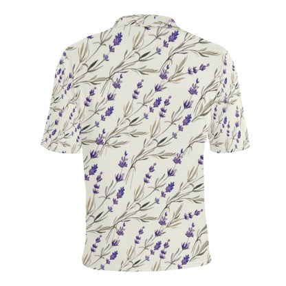 Lavender Pattern Print Design 01 Men Polo Shirt