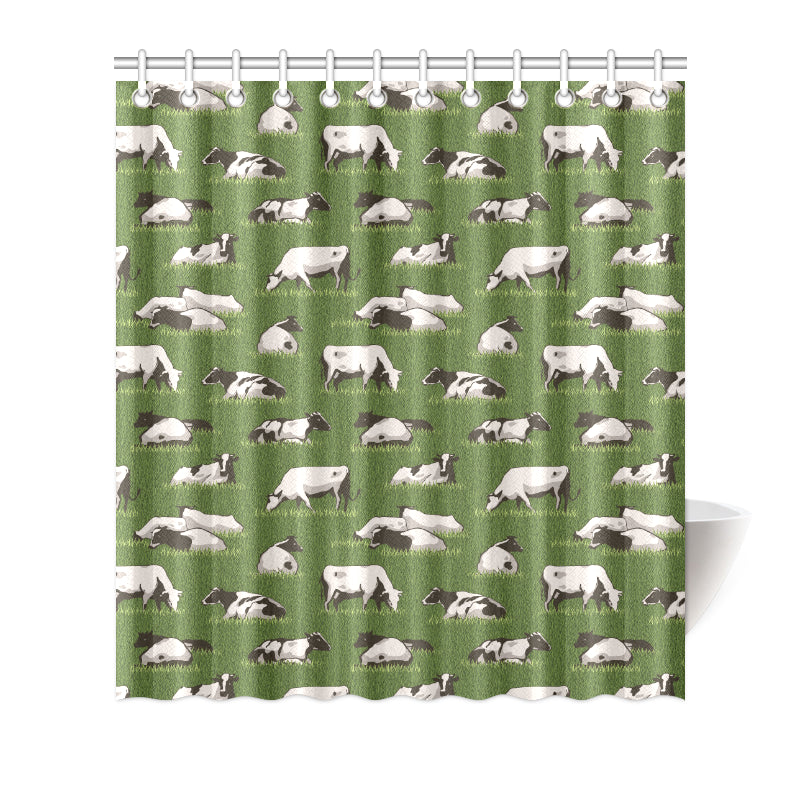 Cow on Grass Print Pattern Shower Curtain