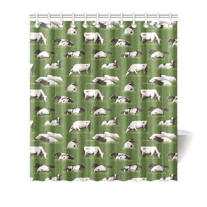 Cow on Grass Print Pattern Shower Curtain