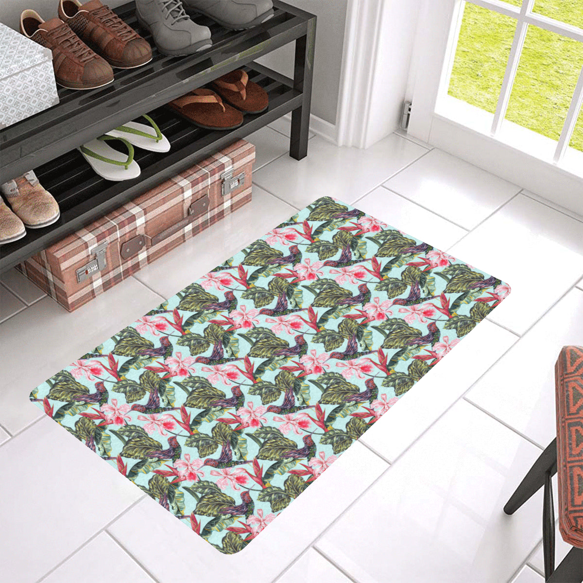 Hummingbird Cute Themed Print Rubber Doormat