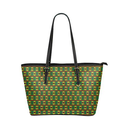 African Geometric Print Pattern Leather Tote Bag