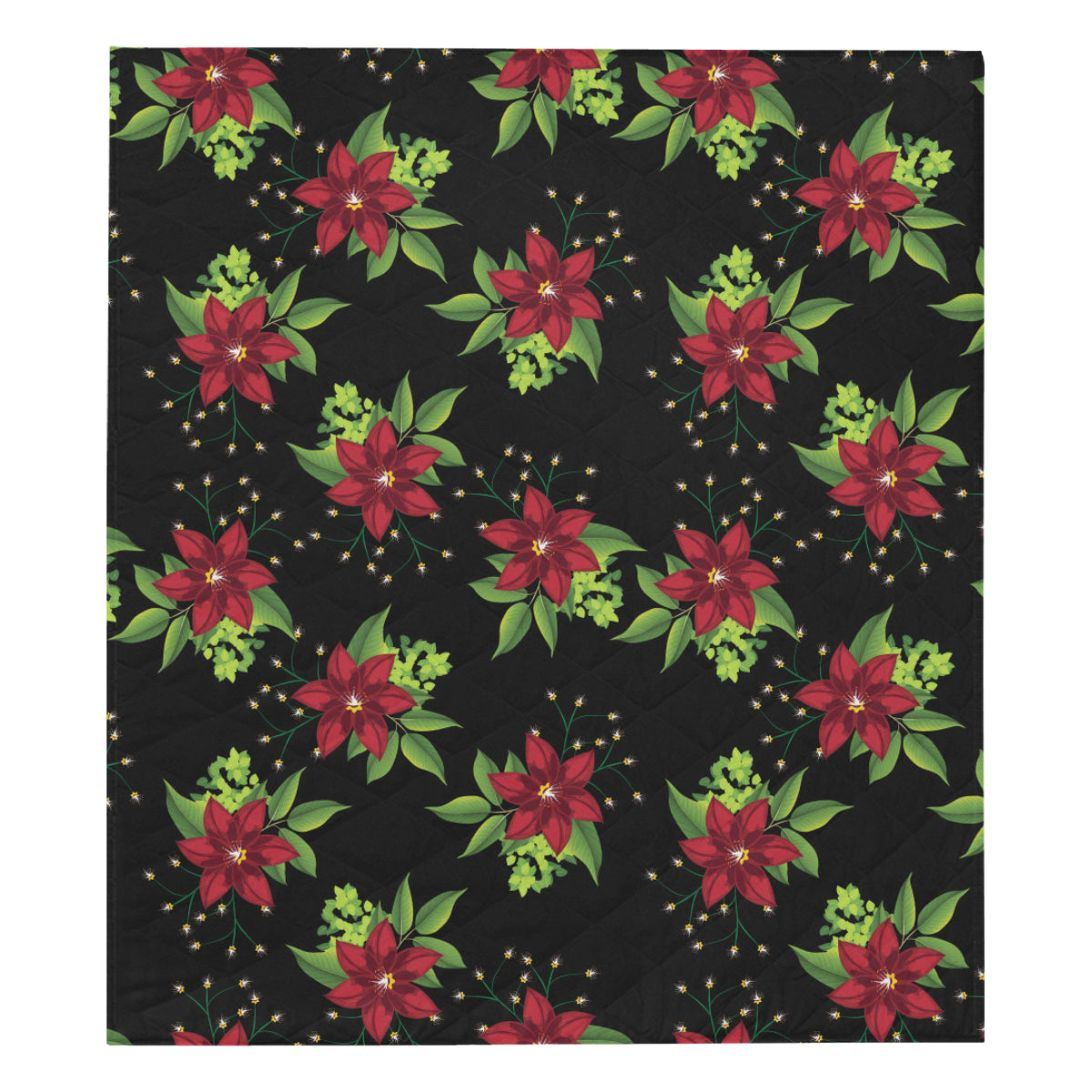 Poinsettia Pattern Print Design A01 Premium Quilt