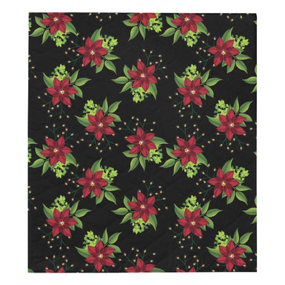 Poinsettia Pattern Print Design A01 Premium Quilt