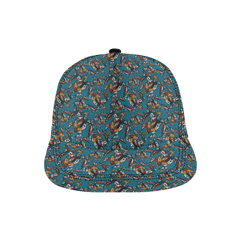 Sea Turtle Tribal Colorful Hand Drawn Snapback Cap