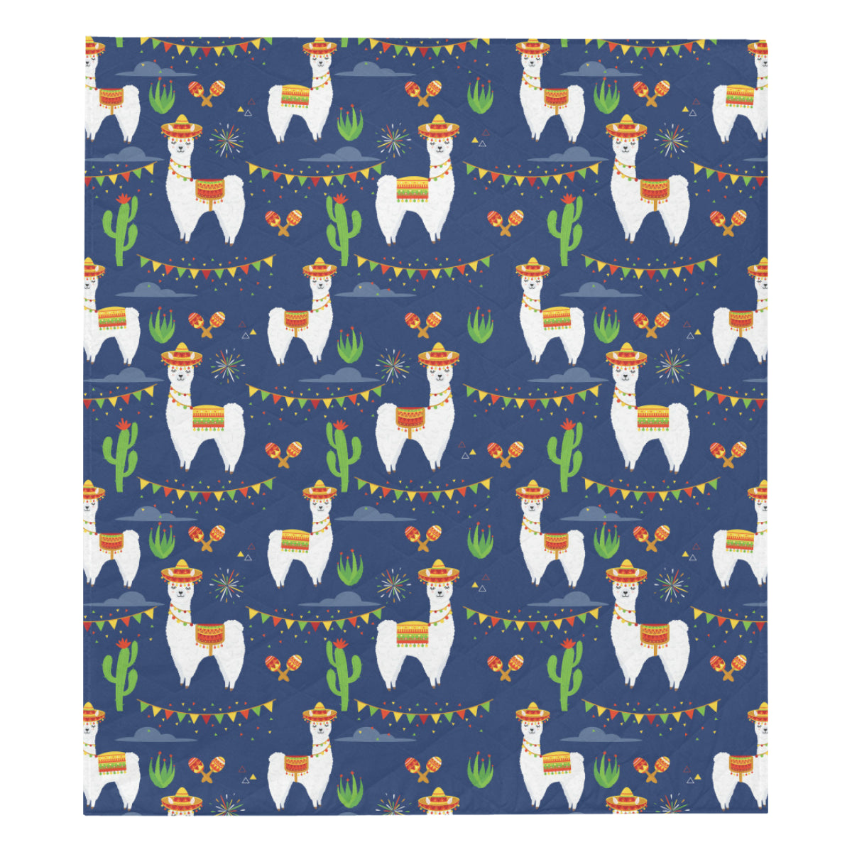 Llama Cactus Pattern Print Design 05 Premium Quilt