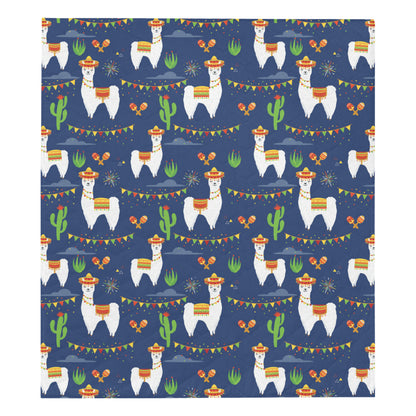 Llama Cactus Pattern Print Design 05 Premium Quilt
