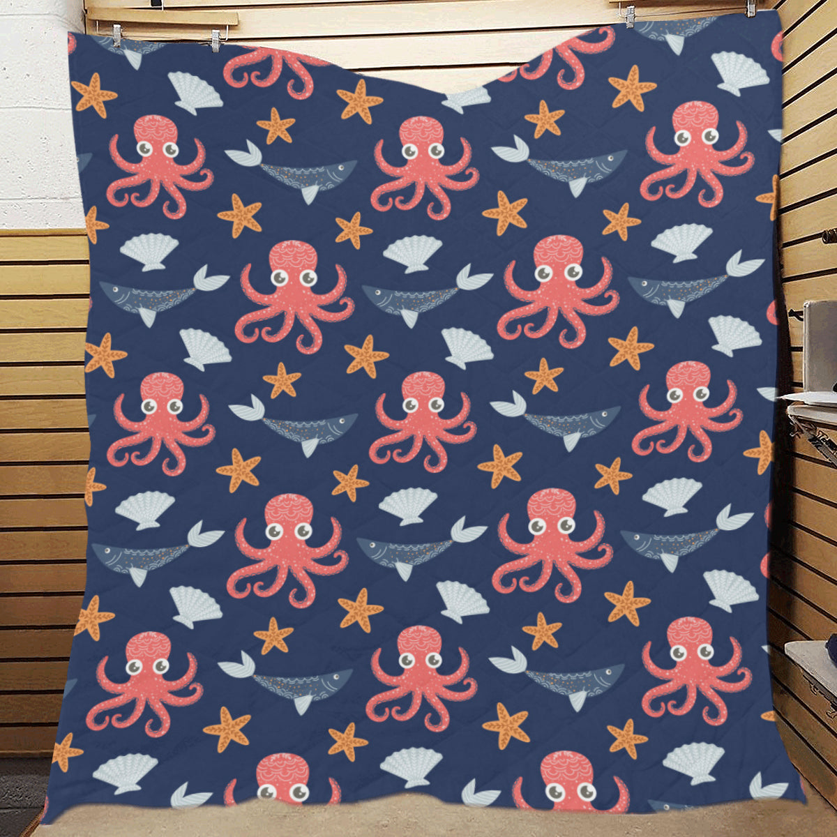 Octopus Pattern Print Design A04 Premium Quilt