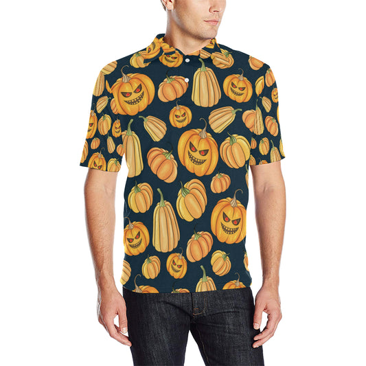 Pumpkin Halloween Pattern Print Design A04 Men Polo Shirt