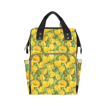 Tulip Yellow Pattern Print Design TP010 Diaper Bag Backpack