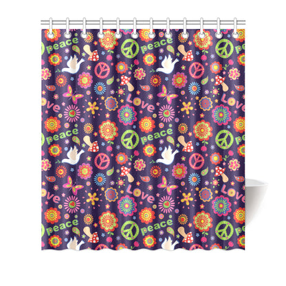 Flower Power Peace Design Print Shower Curtain