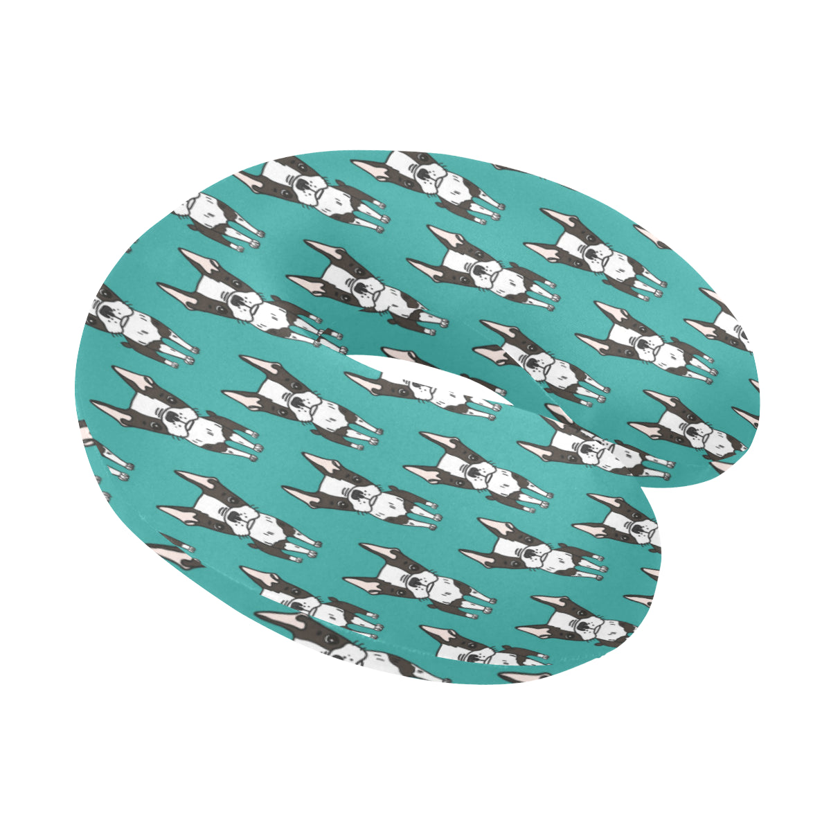 Boston Terrier Pattern Print Design 04 U-Shaped Travel Neck Pillow